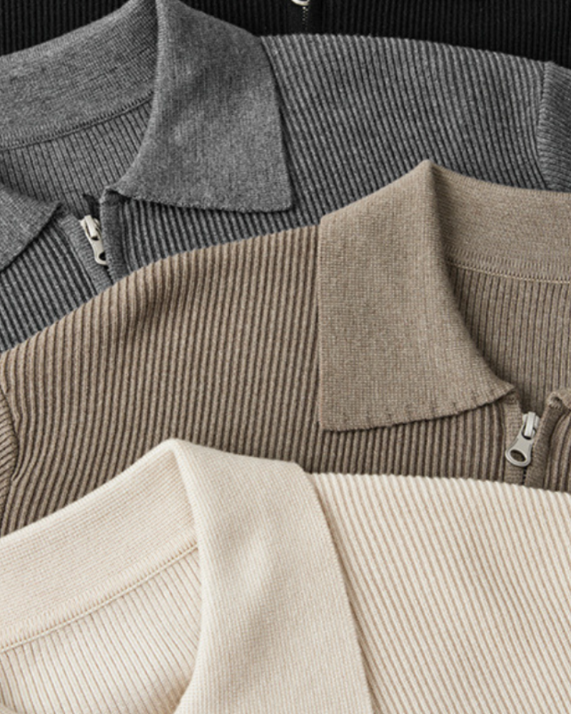 Pull Zippé 100 % Laine Premium