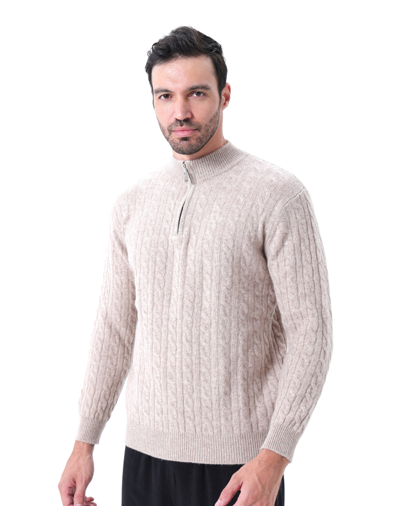 Pull Demi-Zip 100 % Cachemire
