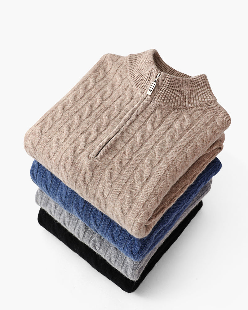 Pull Demi-Zip 100 % Cachemire
