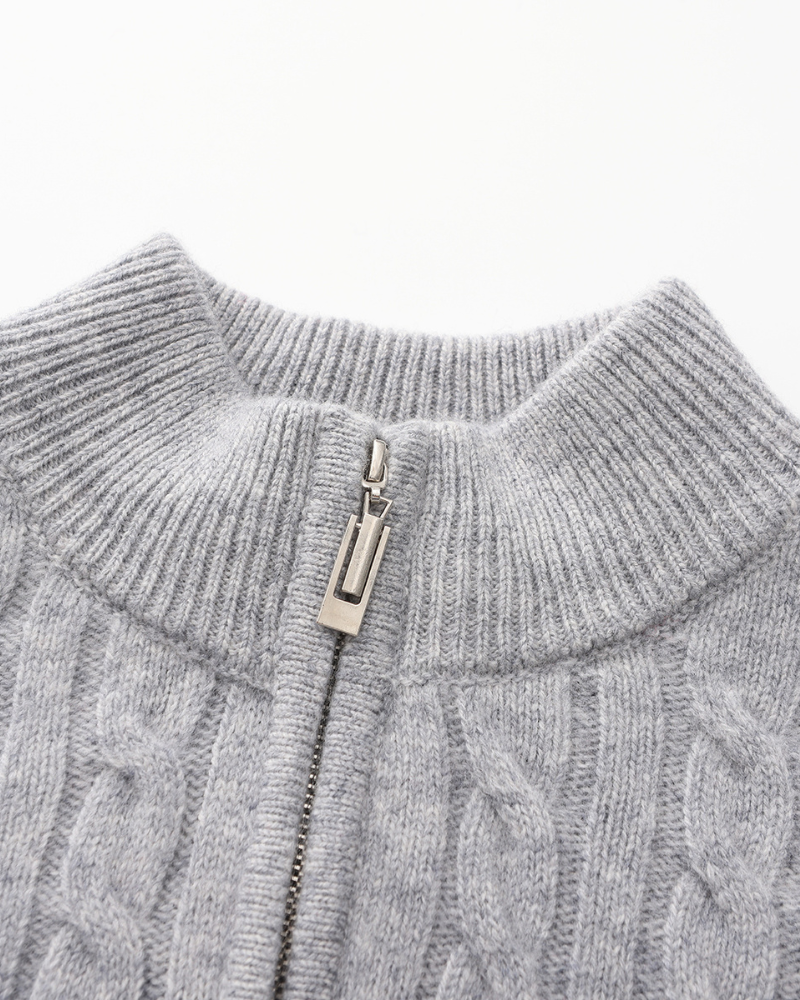 Pull Demi-Zip 100 % Cachemire