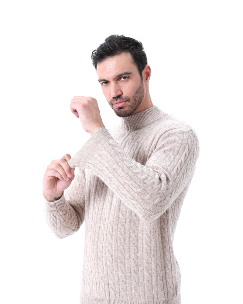 Pull Demi-Zip 100 % Cachemire