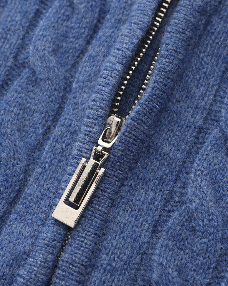 Pull Demi-Zip 100 % Cachemire