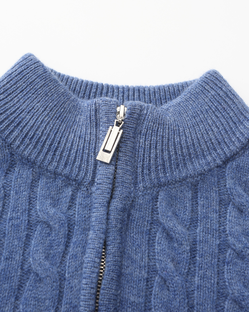 Pull Demi-Zip 100 % Cachemire